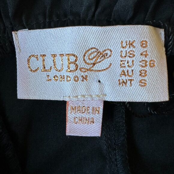 NWT Club L London Black Off Shoulder Bodycon Mini Dress Long Sleeves Size 4 - Picture 8 of 11